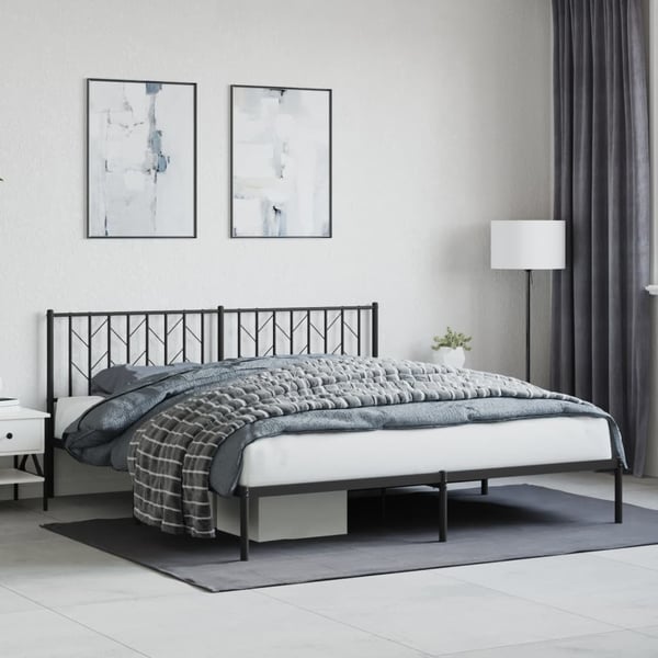 vidaXL Sengeramme i metall med sengegavl svart 183x213 cm