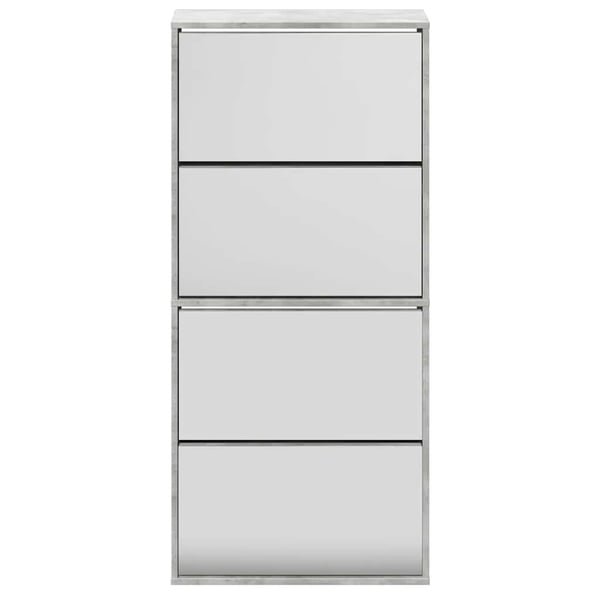 vidaXL Skoskap med speil 4 lag betonggrå 63x17x134 cm