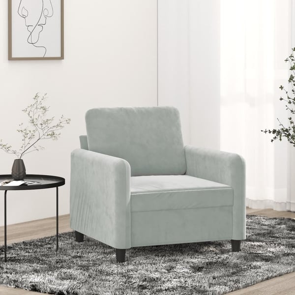 vidaXL lænestol 60 cm velour lysegrå