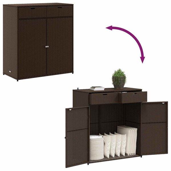 vidaXL opbevaringsskab til haven 105x55x113 cm polyrattan brun
