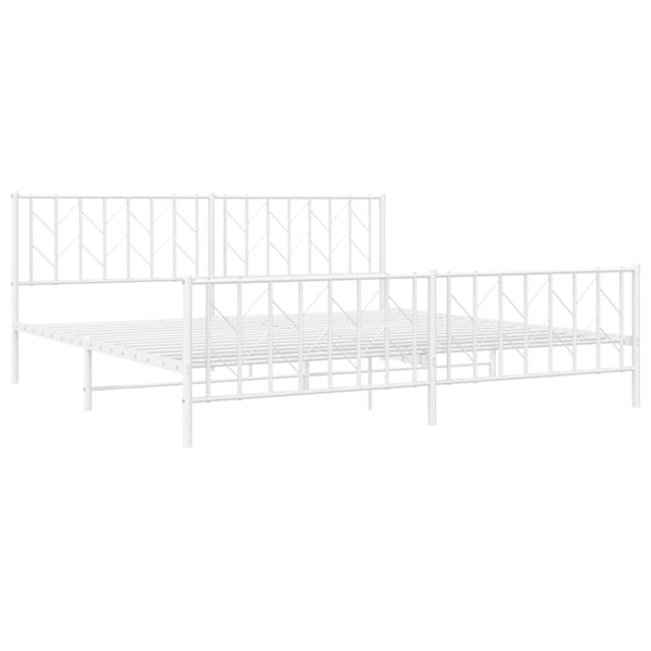 vidaXL Sengeramme i metall med hode- og fotgavl hvit 200x200 cm