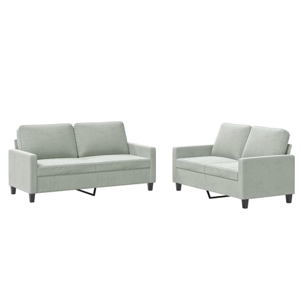 vidaXL sofasæt 2 dele med hynder velour lysegrå