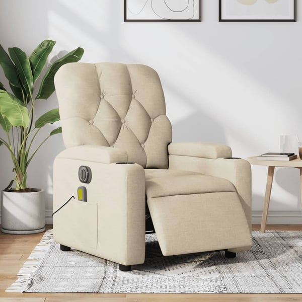vidaXL eldrevet massagestol stof cremefarvet