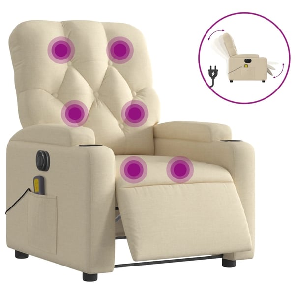 vidaXL eldrevet massagestol stof cremefarvet