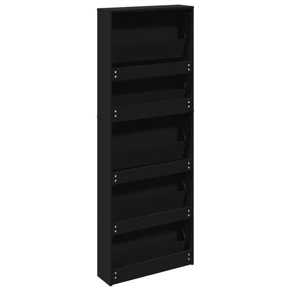 vidaXL Kenkäkaappi peilillä 5 tasoa musta 63x17x169,5 cm