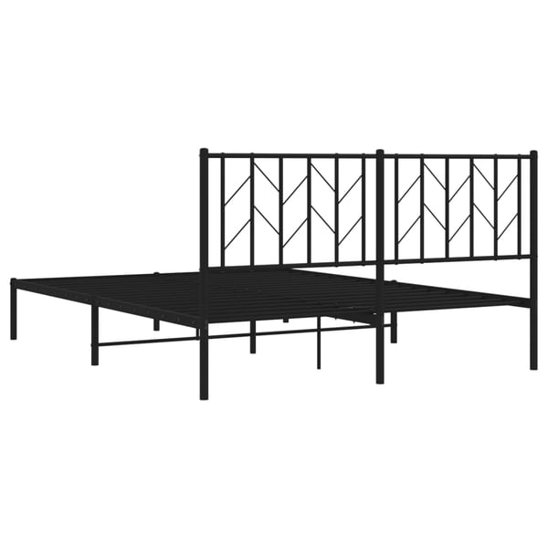 vidaXL Sengeramme i metall med sengegavl svart 150x200 cm