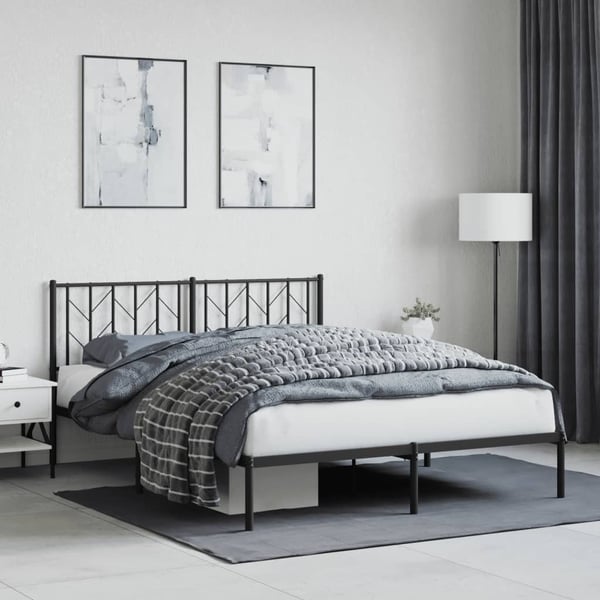 vidaXL Sengeramme i metall med sengegavl svart 150x200 cm