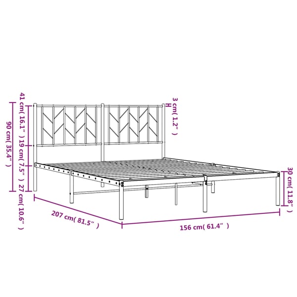 vidaXL Sengeramme i metall med sengegavl svart 150x200 cm