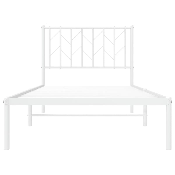 vidaXL Sengeramme i metall med hodegavl hvit 90x190 cm