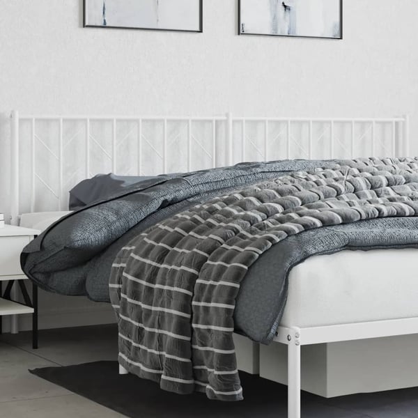 vidaXL Utskiftbar sengegavl i metall hvit 200 cm