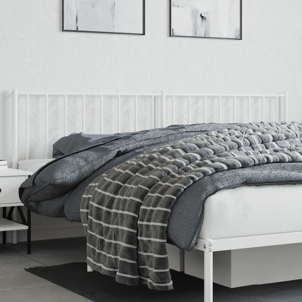 vidaXL Utskiftbar sengegavl i metall hvit 200 cm