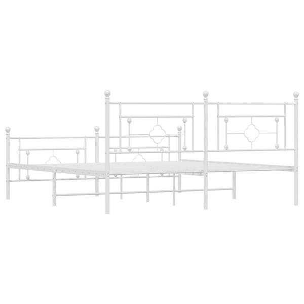 vidaXL Sengeramme i metall med hode- og fotgavl hvit 183x213 cm