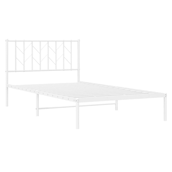 vidaXL Sengeramme i metall med hodegavl hvit 107x203 cm
