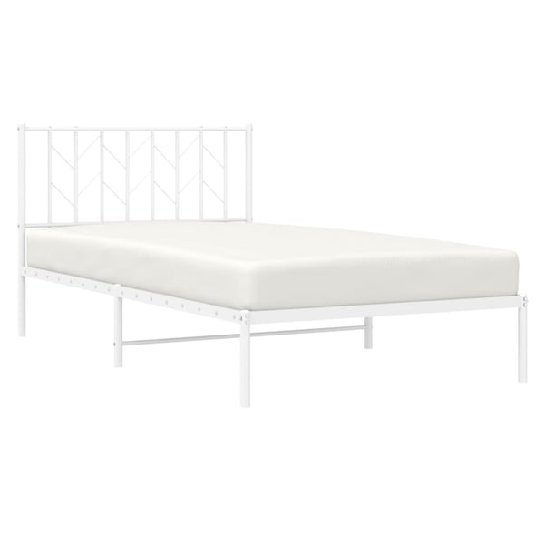 vidaXL Sengeramme i metall med hodegavl hvit 107x203 cm