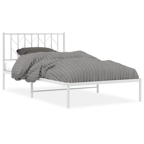 vidaXL Sengeramme i metall med hodegavl hvit 107x203 cm