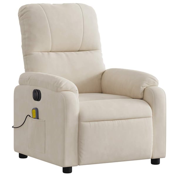 vidaXL Elektrisk massagefåtölj beige mikrofibertyg