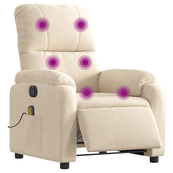 vidaXL Elektrisk massagefåtölj beige mikrofibertyg