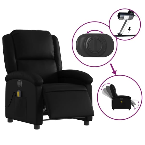 vidaXL Elektrisk massagefåtölj svart konstläder