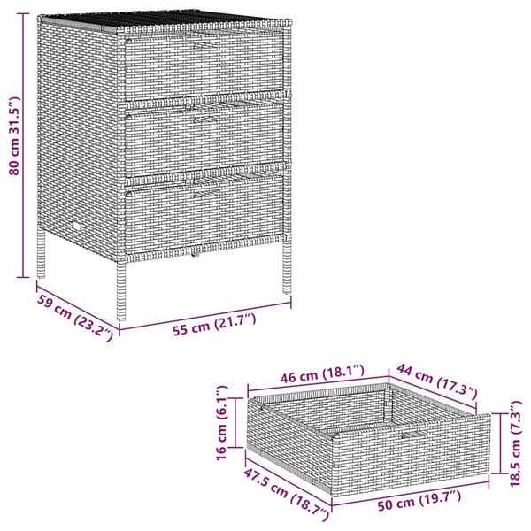 vidaXL opbevaringsskab til haven 55x59x80 cm polyrattan sort