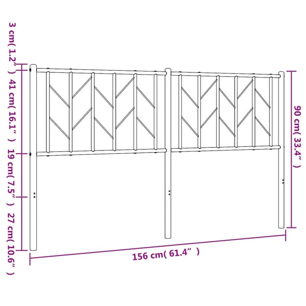 vidaXL Utskiftbar sengegavl i metall svart 150 cm