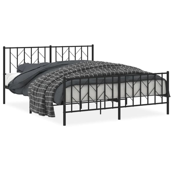 vidaXL Sengeramme i metall uten madrass med fotgavl svart 160x200 cm