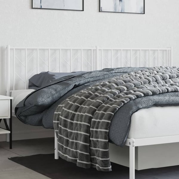 vidaXL Utskiftbar sengegavl i metall hvit 193 cm