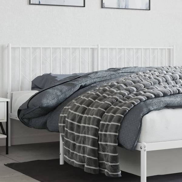 vidaXL Utskiftbar sengegavl i metall hvit 180 cm