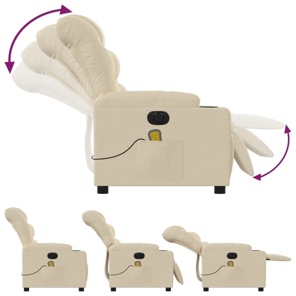 vidaXL eldrevet massagestol stof cremefarvet