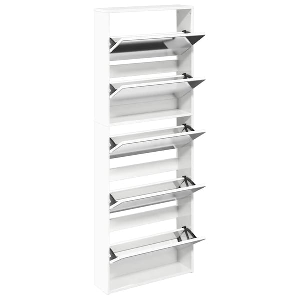 vidaXL Skoskap med speil 5 lag høyglans hvit 63x17x169,5 cm