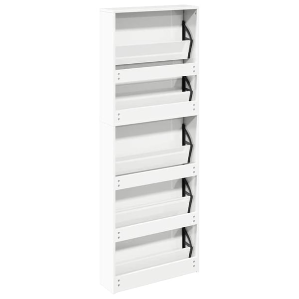 vidaXL Skoskap med speil 5 lag høyglans hvit 63x17x169,5 cm