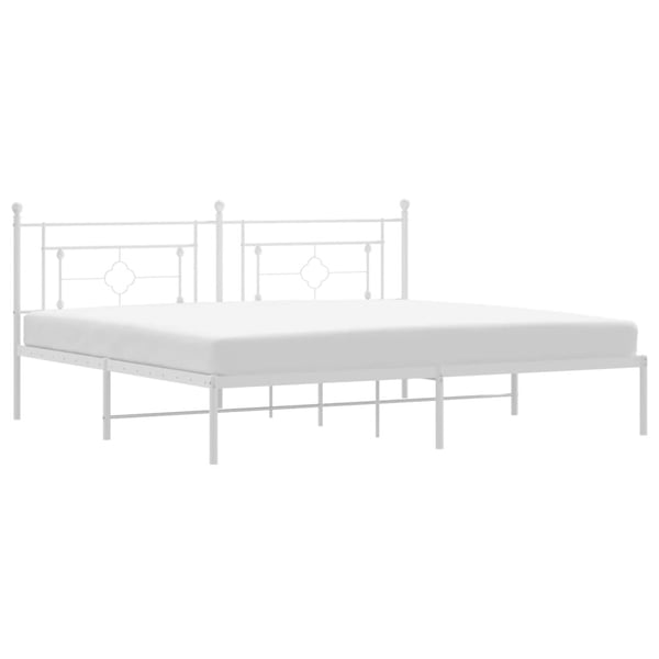 vidaXL Sengeramme i metall med hodegavl hvit 193x203 cm