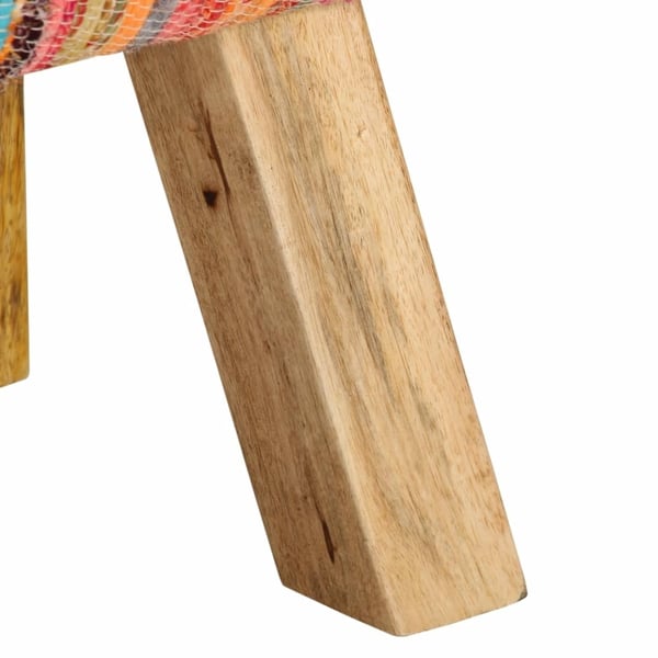 vidaXL Benk flerfarget 160 cm chindistoff og heltre mango
