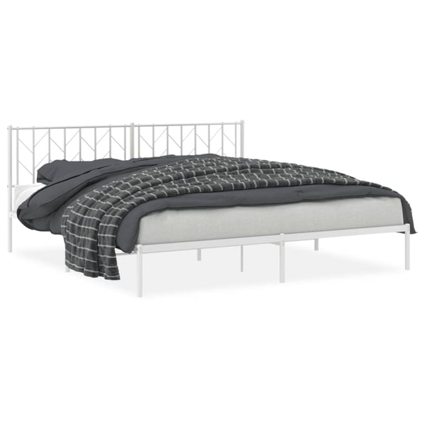 vidaXL Sengeramme i metall med hodegavl hvit 193x203 cm