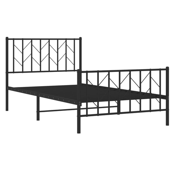 vidaXL Sengeramme i metall med hode- og fotgavl svart 100x190 cm