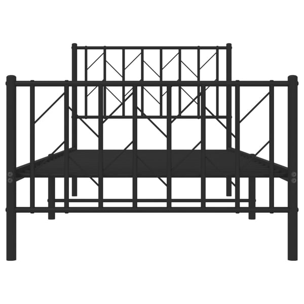 vidaXL Sengeramme i metall med hode- og fotgavl svart 90x190 cm