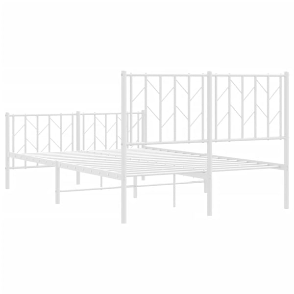 vidaXL Sengeramme i metall med hode- og fotgavl hvit 120x190 cm