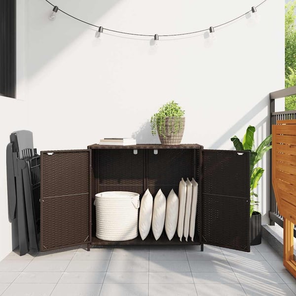 vidaXL opbevaringsskab til haven 83x45x76 cm polyrattan brun
