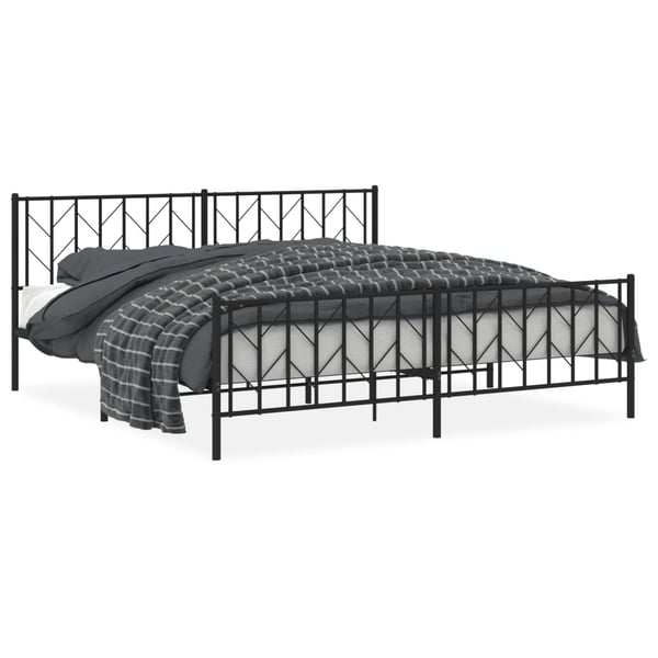 vidaXL Sengeramme i metall med hode- og fotgavl svart 193x203 cm