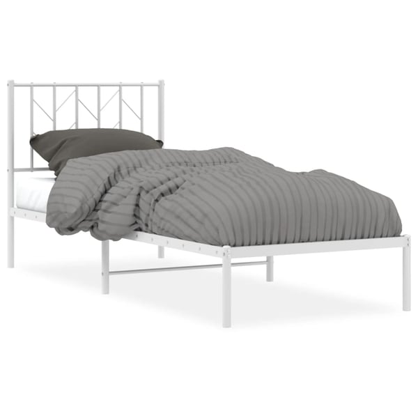 vidaXL Sengeramme i metall med hodegavl hvit 80x200 cm