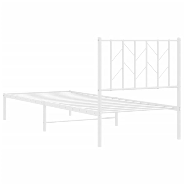 vidaXL Sengeramme i metall med hodegavl hvit 80x200 cm