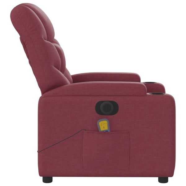 vidaXL Elektrisk massagefåtölj vinröd tyg