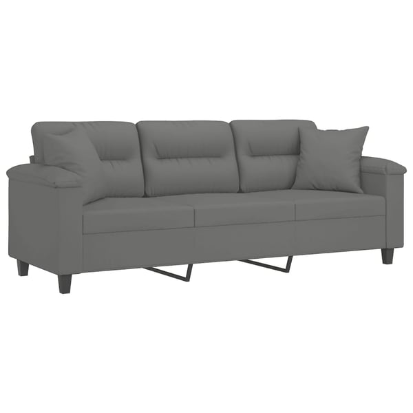 vidaXL 3-personers sofa med puder 180 cm mikrofiberstof mørkegrå