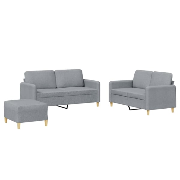 vidaXL sofasæt 3 dele med hynder stof lysegrå