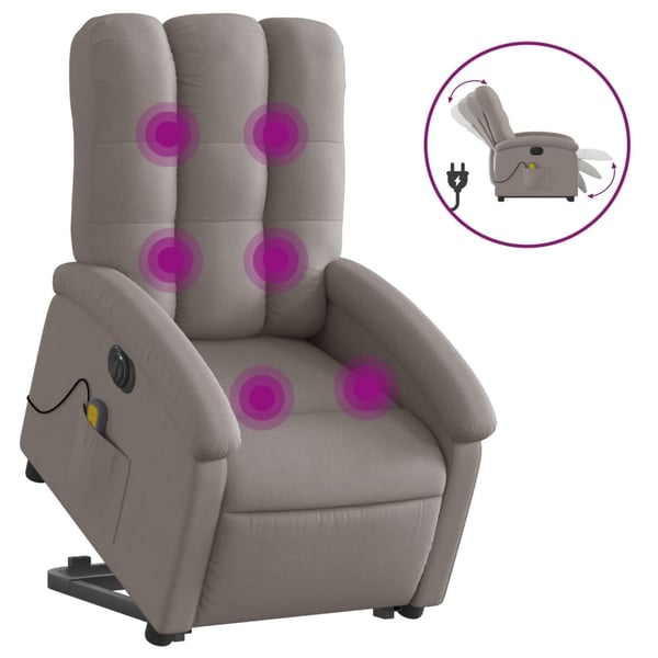 vidaXL elektrisk massagestol med løftefunktion stof gråbrun