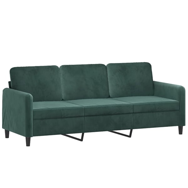 vidaXL 3-personers sofa med fodskammel 180 cm velour Mørkegrøn