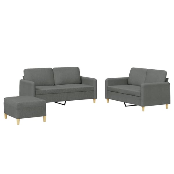vidaXL sofasæt 3 dele med hynder stof mørkegrå