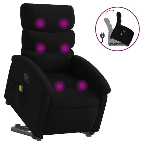 vidaXL løftestol med massage stof sort