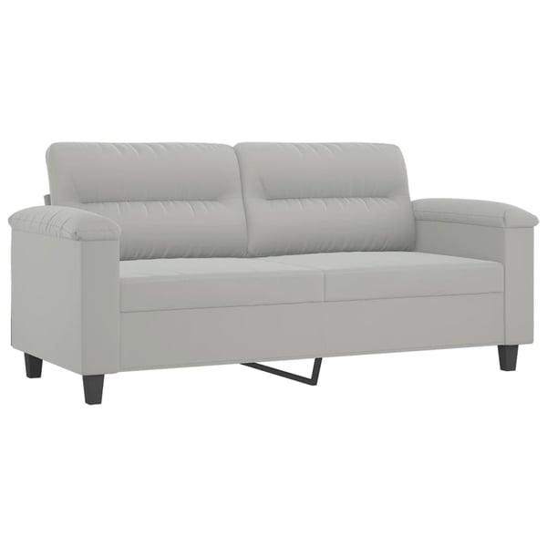 vidaXL 2-personers sofa med puder 140 cm mikrofiberstof lysegrå