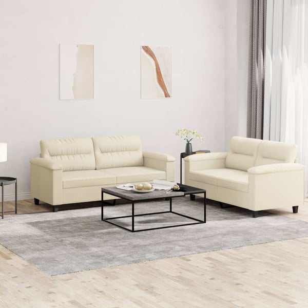vidaXL sofasæt 2 dele med hynder kunstlæder Cremefarvet