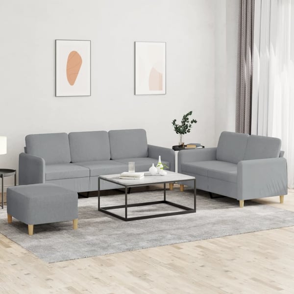 vidaXL sofasæt 3 dele med hynder stof lysegrå